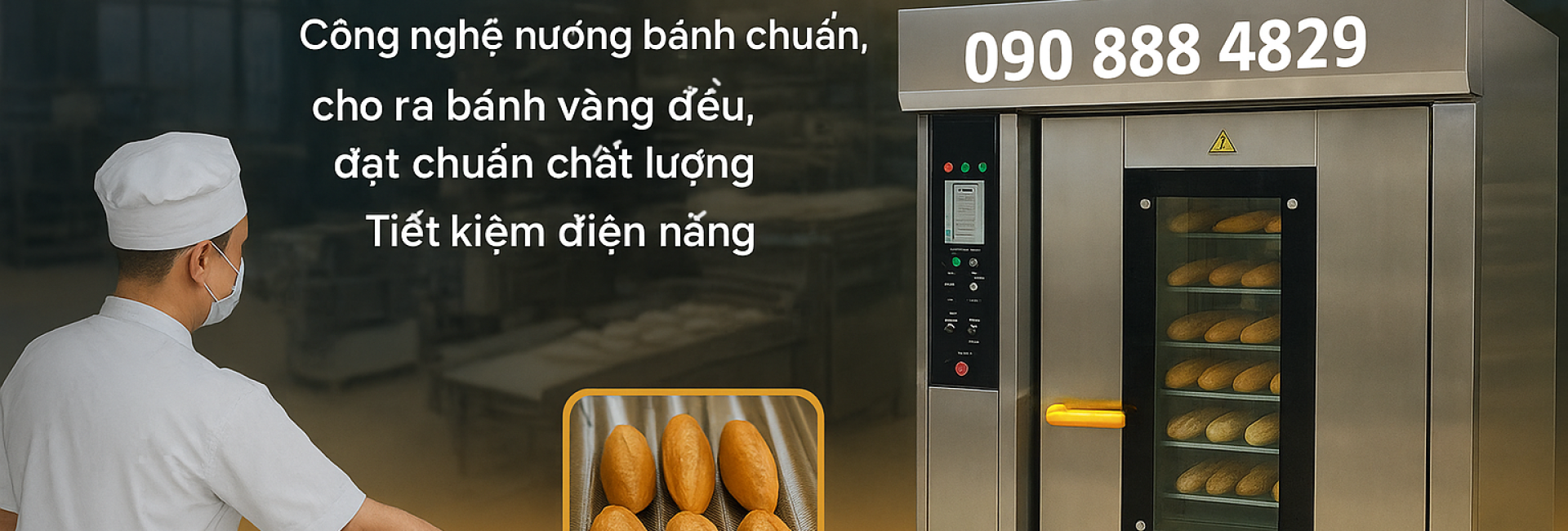 LÒ NƯỚNG BÁNH MÌ XOAY 360 ĐỘ