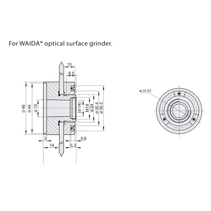 Bộ Gá Đá Mài Cho Máy Mài Phẳng Quang Học - Flanges For Grinding Wheels (Optical Surface Grinders) 