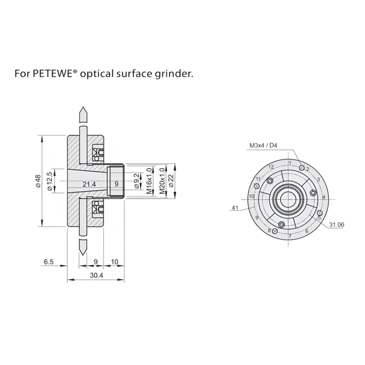 Bộ Gá Đá Mài Cho Máy Mài Phẳng Quang Học - Flanges For Grinding Wheels (Optical Surface Grinders) 