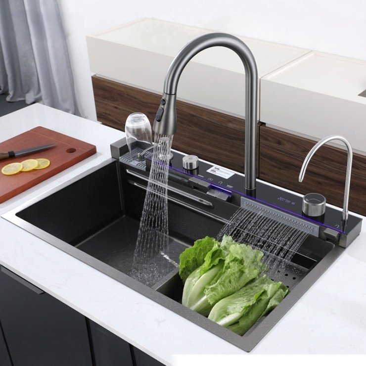 Chậu rửa chén, bát 1 hố kèm vòi rửa đa năng HD6846HMF-201Gr