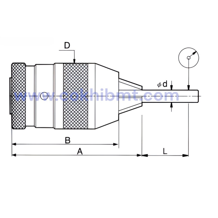 Đầu Kẹp Mũi Khoan Không Khóa Liền Cán - Keyless Drill Chuck with Integrated Shank 