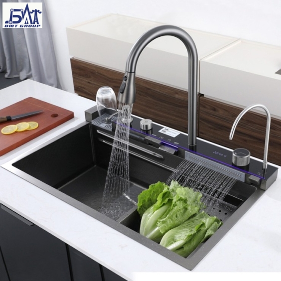 Chậu rửa chén, bát 1 hố kèm vòi rửa đa năng HD6846HMF-201Gr